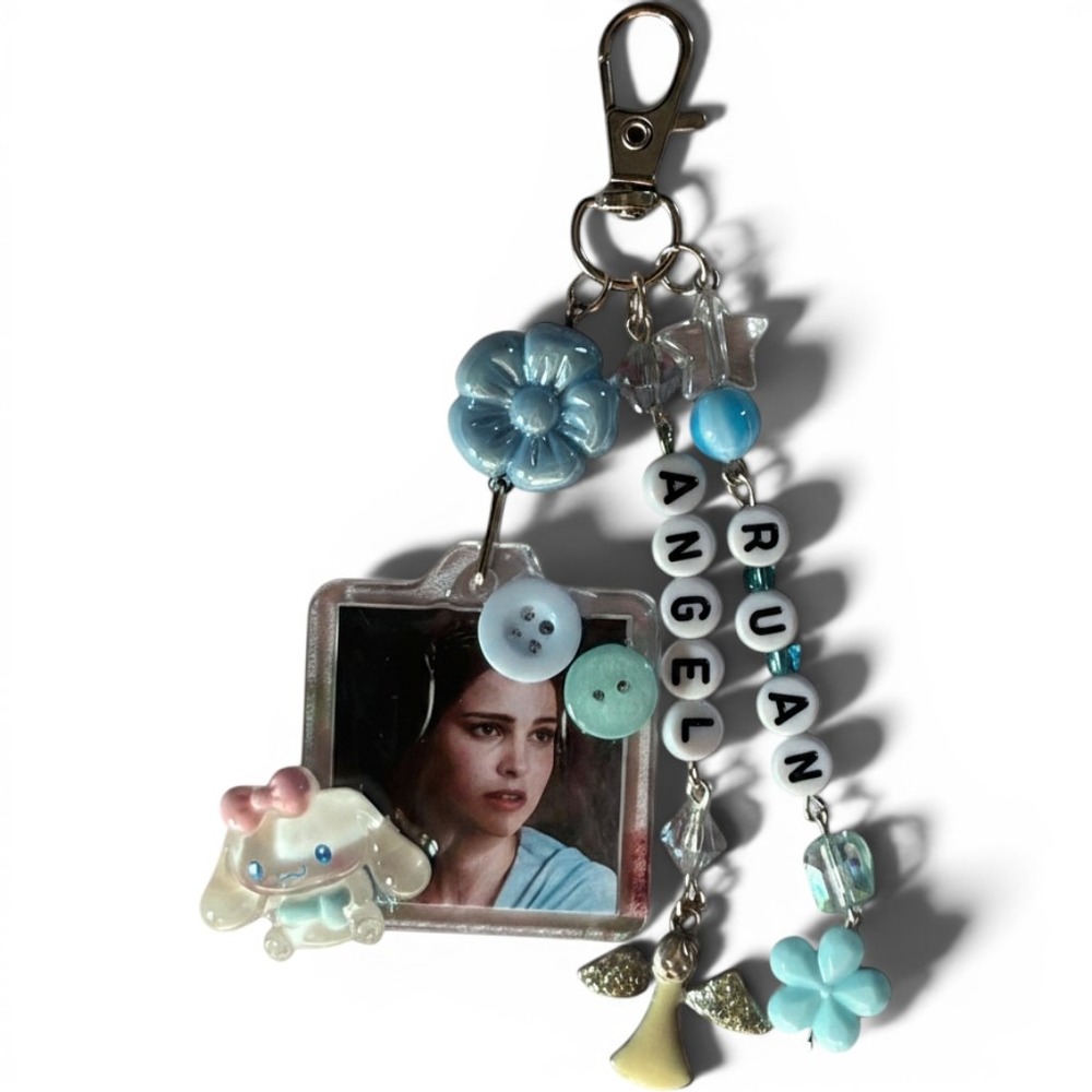 Handmade Padmé Cinnamoroll Beaded Keychain Angel‎ Blue Coquette Bag Charm Y2K